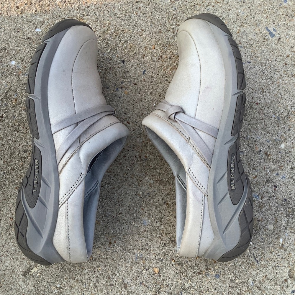 Merrell Aluminum Leather Clogs Womens 7.5 Slip On Performance Shoes J61942 Gray